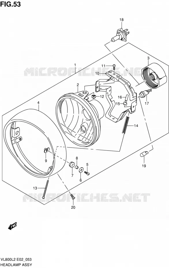 PHARE (VL800CUEL2 E19) Suzuki MOTO 800 VOLUSIA 2012  VL800CUEL2