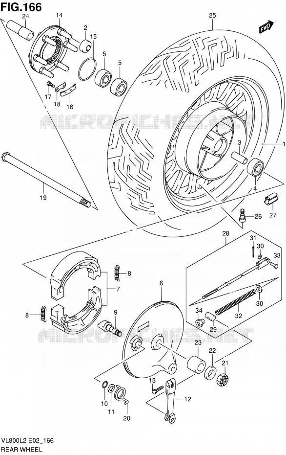 ROUE ARRIERE (VL800CL2 E19) Suzuki MOTO 800 VOLUSIA 2012  VL800CUEL2