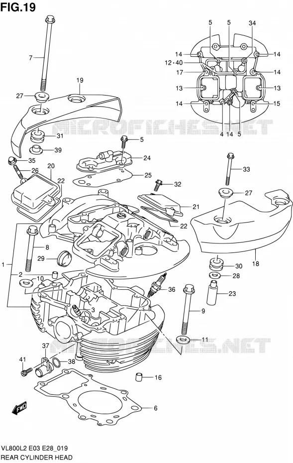 CULASSE ARRIERE (VL800TL2 E33) Suzuki MOTO 800 VOLUSIA 2012  VL800TL2