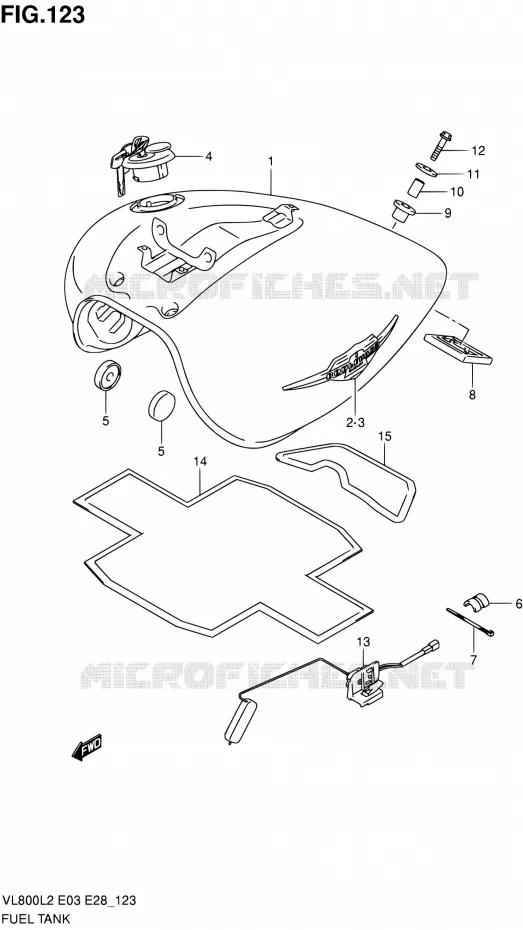 RESERVOIR D'ESSENCE (VL800CL2 E28) Suzuki MOTO 800 VOLUSIA 2012  VL800TL2