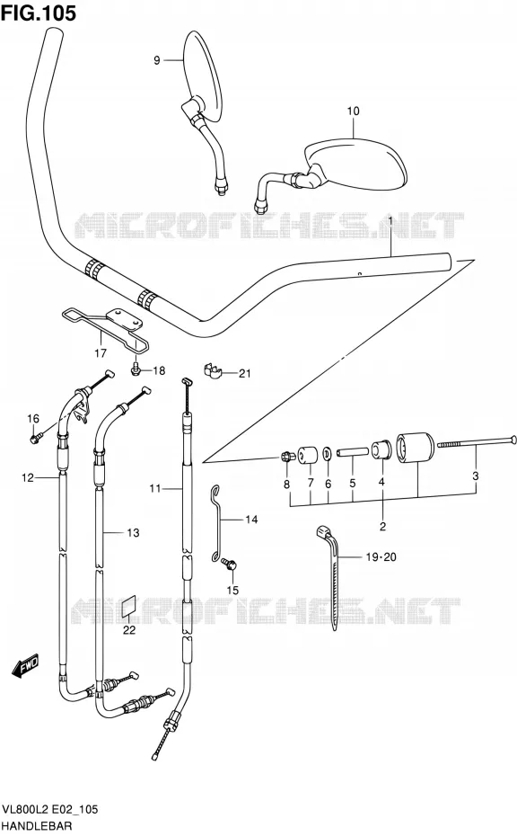 GUIDON (VL800CL2 E19) Suzuki MOTO 800 VOLUSIA 2012  VL800UEL2