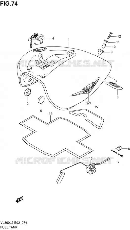 RESERVOIR D'ESSENCE (VL800UEL2 E19) Suzuki MOTO 800 VOLUSIA 2012  VL800UEL2