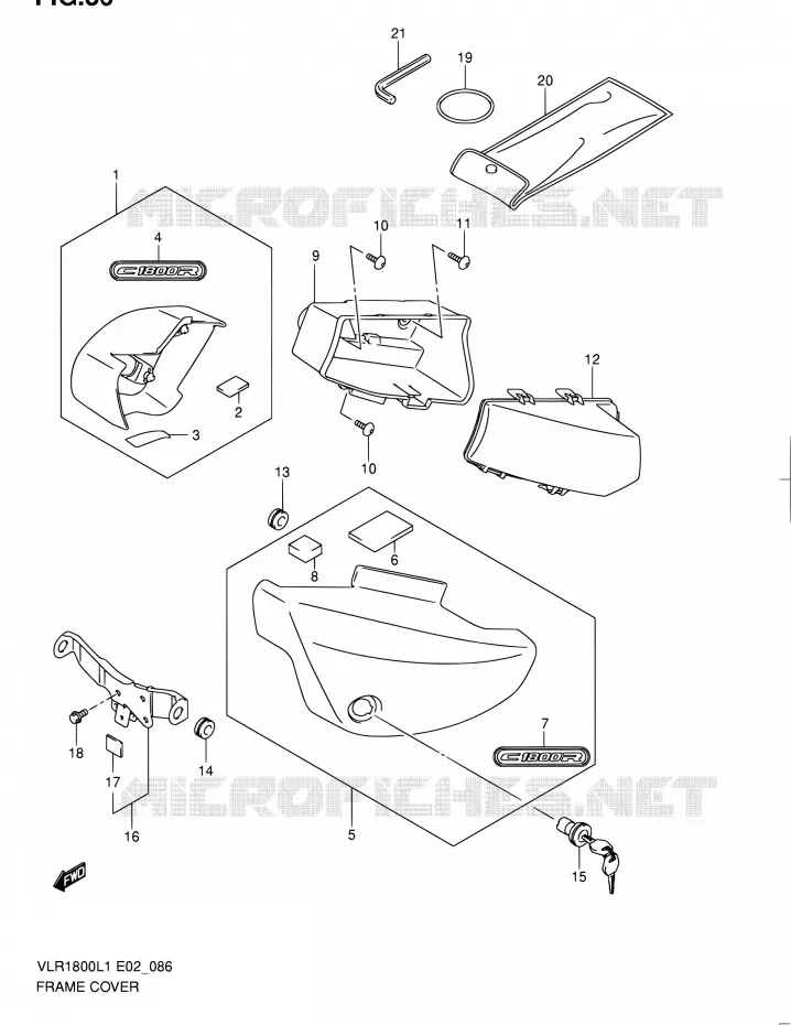 CARENAGES ARRIERE (VLR1800L1 E02) Suzuki MOTO 1800 INTRUDER 2011  VLR1800L1(E19)