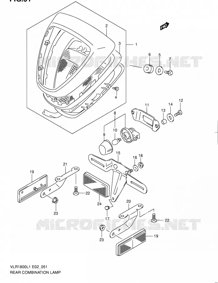 ENSEMBLE FEU ARRIERE (VLR1800TL1 E24) Suzuki MOTO 1800 INTRUDER 2011  VLR1800L1(E19)