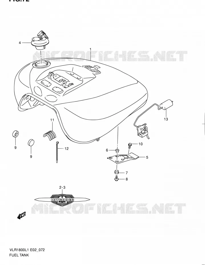 RESERVOIR D'ESSENCE (VLR1800L1 E02) Suzuki MOTO 1800 INTRUDER 2011  VLR1800L1(E19)