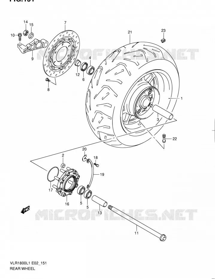 ROUE ARRIERE (VLR1800TL1 E24) Suzuki MOTO 1800 INTRUDER 2011  VLR1800L1(E19)