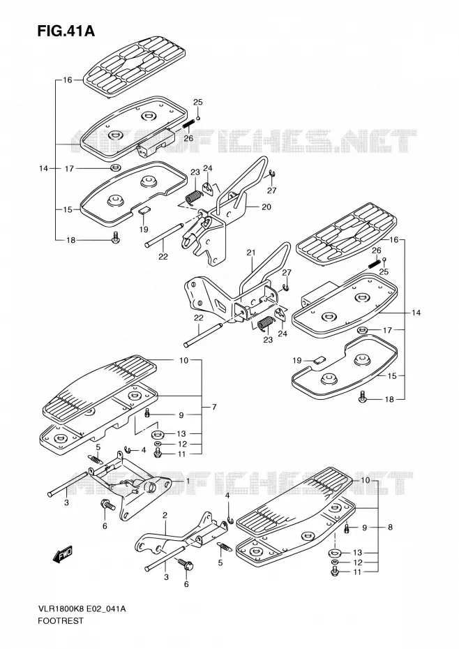 REPOSE PIED (VLR1800TK9/TL0 E24) Suzuki MOTO 1800 BOULEVARD 2008  VLR1800UFK8