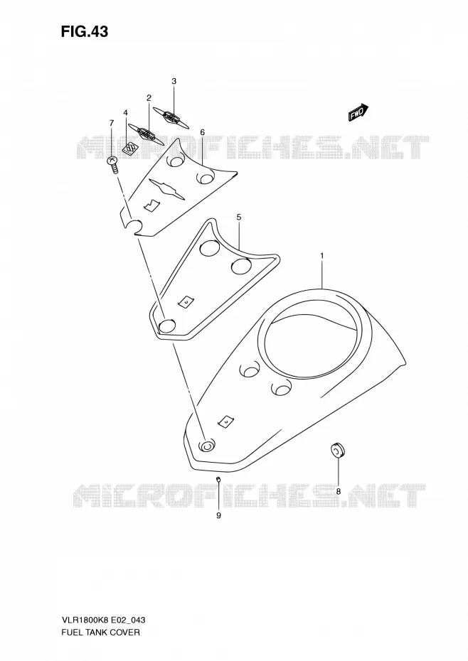 RESERVOIR D'ESSENCE - COUVERCLES Suzuki MOTO 1800 BOULEVARD 2008  VLR1800UFK8