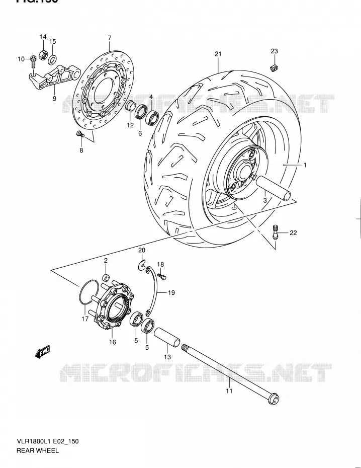 ROUE ARRIERE (VLR1800TL1 E19) Suzuki MOTO 1800 INTRUDER 2011  VLR1800UFL1(E19)