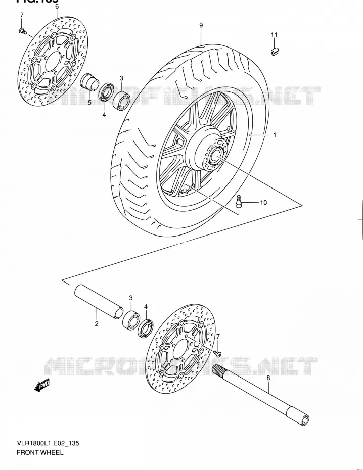 ROUE AVANT (VLR1800L1 E19) Suzuki MOTO 1800 INTRUDER 2011  VLR1800UFL1(E19)