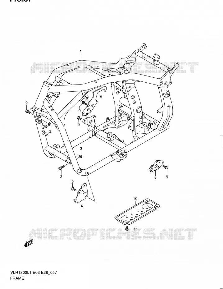 CADRE Suzuki MOTO 1800 BOULEVARD 2011  VLR1800 L1/VLR1800T L1 (E03,E28,E33)