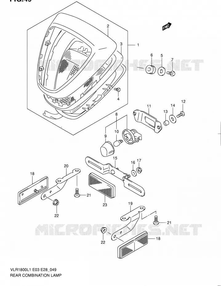 ENSEMBLE FEU ARRIERE Suzuki MOTO 1800 INTRUDER 2011  VLR1800 L1/VLR1800T L1 (E03,E28,E33)