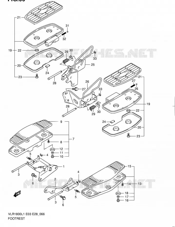 REPOSE PIED (VLR1800TL1 E33) Suzuki MOTO 1800 BOULEVARD 2011  VLR1800 L1/VLR1800T L1 (E03,E28,E33)