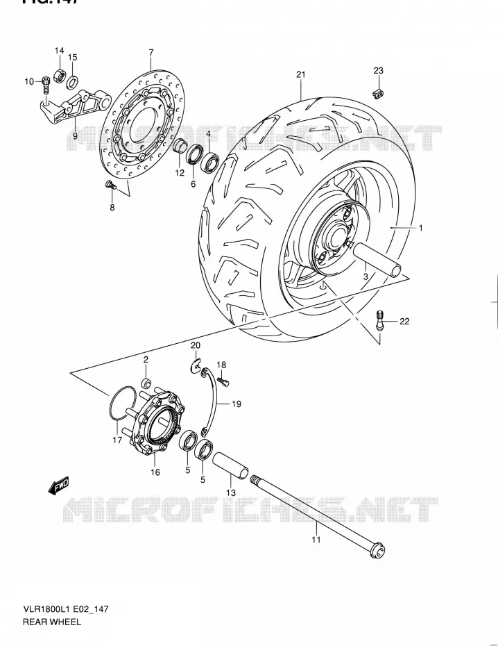 ROUE ARRIERE (VLR1800L1 E19) Suzuki MOTO 1800 INTRUDER 2011  VLR1800L1/VLR1800TL1(E24)