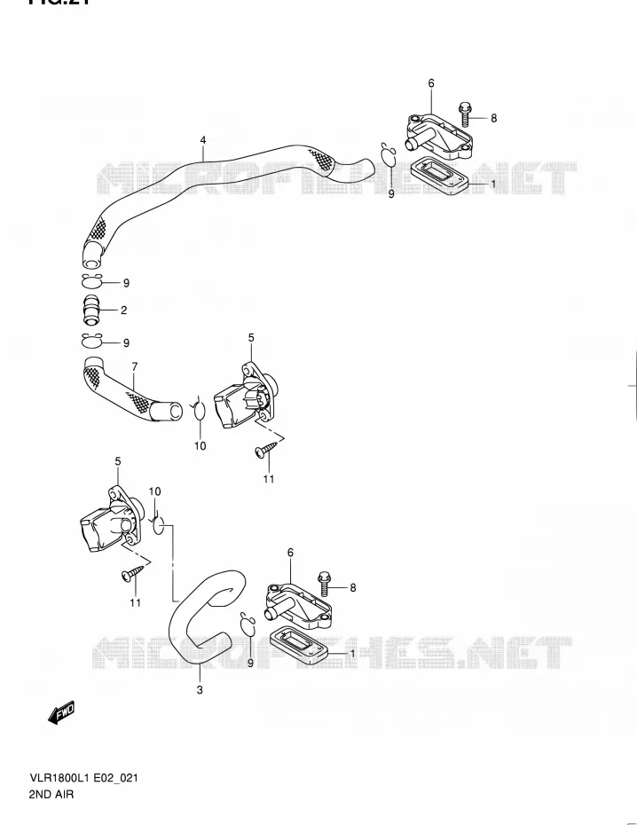 SYSTÈME DE RECYCLAGE GAZ D'ECHAPPEMENT Suzuki MOTO 1800 INTRUDER 2011  VLR1800L1/VLR1800TL1(E24)