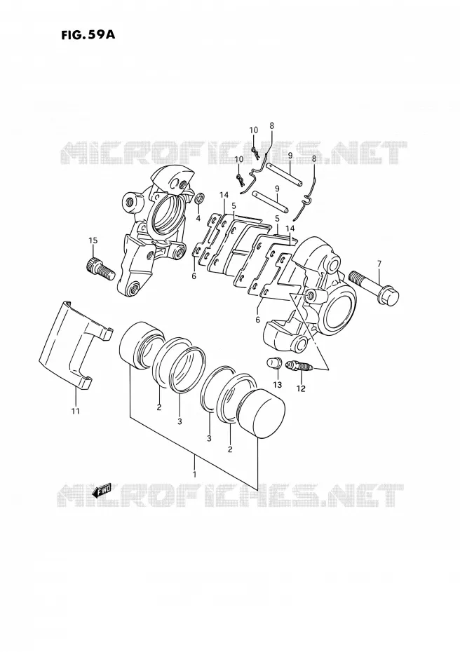 ETRIER DE FREIN ARRIERE (MODELE P/R/S) Suzuki MOTO 1400 INTRUDER 1993  VS1400GLPP/VS1400GLFP(E01,E04,E17,E21,E22,E24,E34)