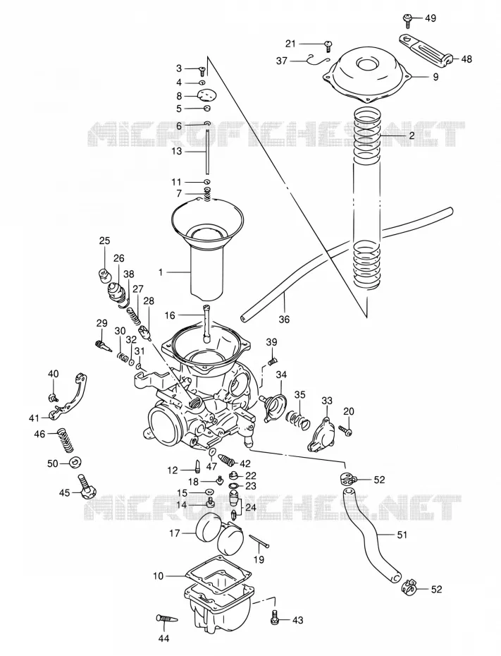 CARBURATEUR (REAR)(MODELE N/P/R) Suzuki MOTO 800 INTRUDER 1994  VS800GL R (E02,E04,E17,E18,E21,E22,E25,E34,E53)