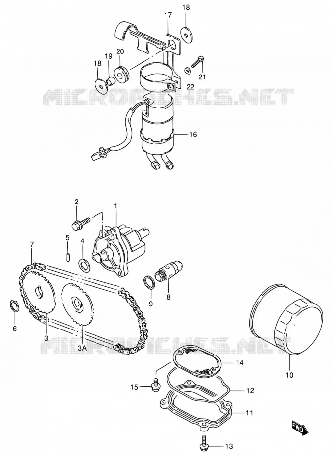 POMPE A HUILE - POMPE A ESSENCE Suzuki MOTO 800 INTRUDER 1994  VS800GL R (E02,E04,E17,E18,E21,E22,E25,E34,E53)