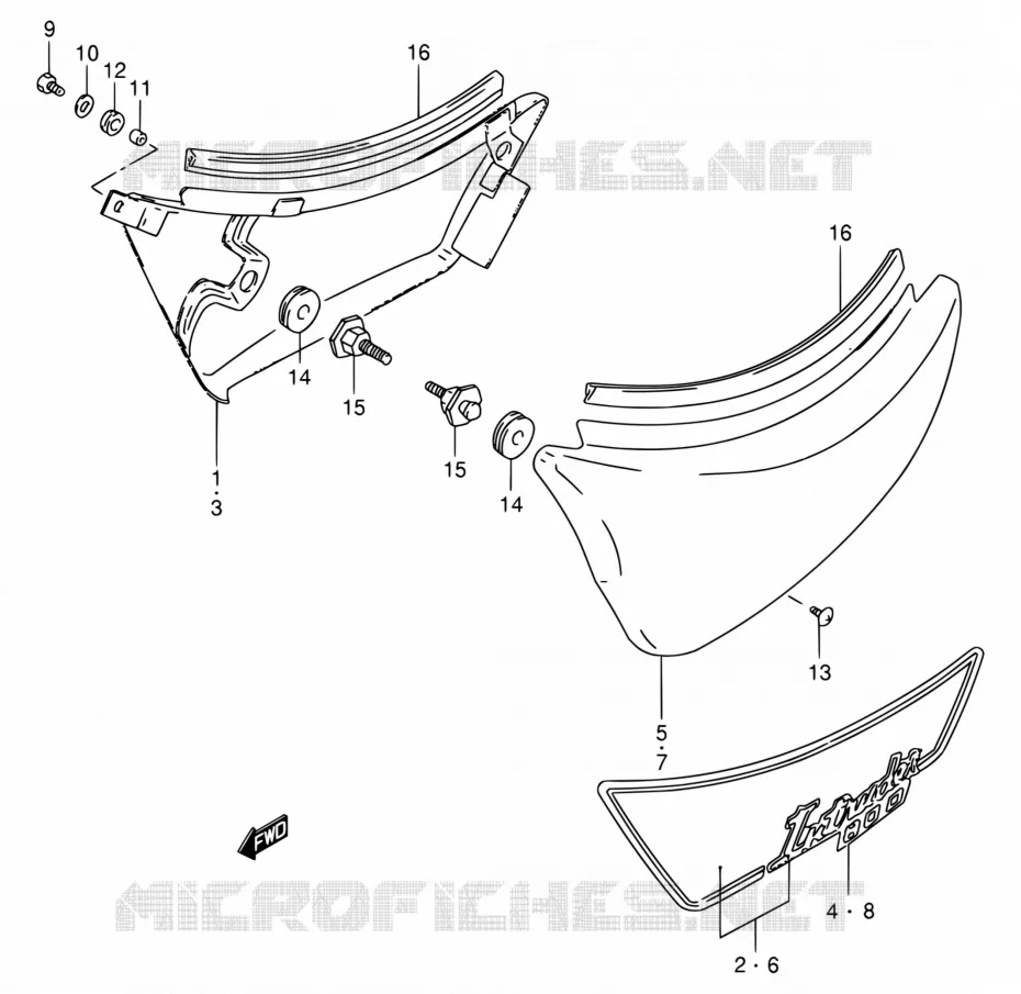 CARENAGES ARRIERE  (MODELE N/P/R) Suzuki MOTO 800 INTRUDER 1993  VS800GL P (E03,E28,E33)