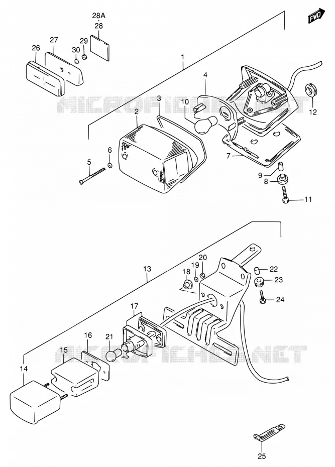 ENSEMBLE FEU ARRIERE Suzuki MOTO 800 INTRUDER 1994  VS800GL R (E03,E28,E33)
