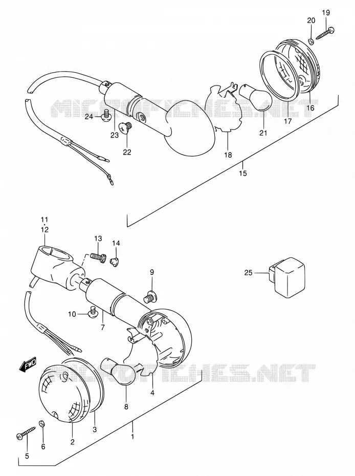 CLIGNOTANTS Suzuki MOTO 800 INTRUDER 1995  VS800GL S (E03,E28,E33)