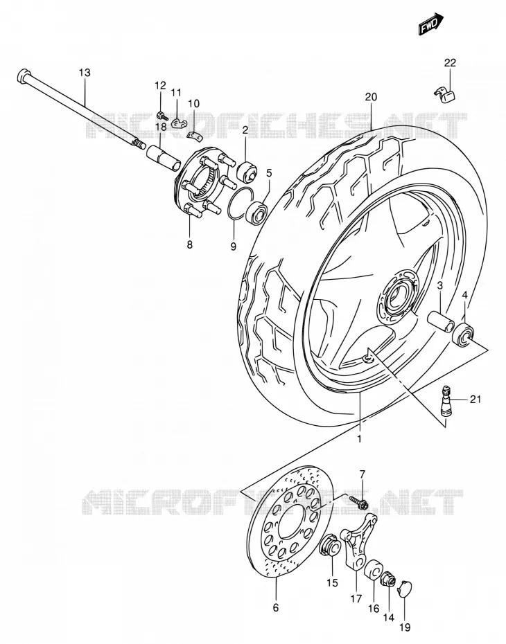 ROUE ARRIERE Suzuki MOTO 800 VX 1992  VX800 N/VX800U N