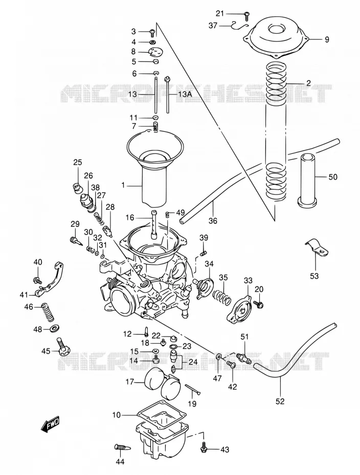 CARBURATEUR (REAR) Suzuki MOTO 800 VX 1994  VX800 R/VX800U R