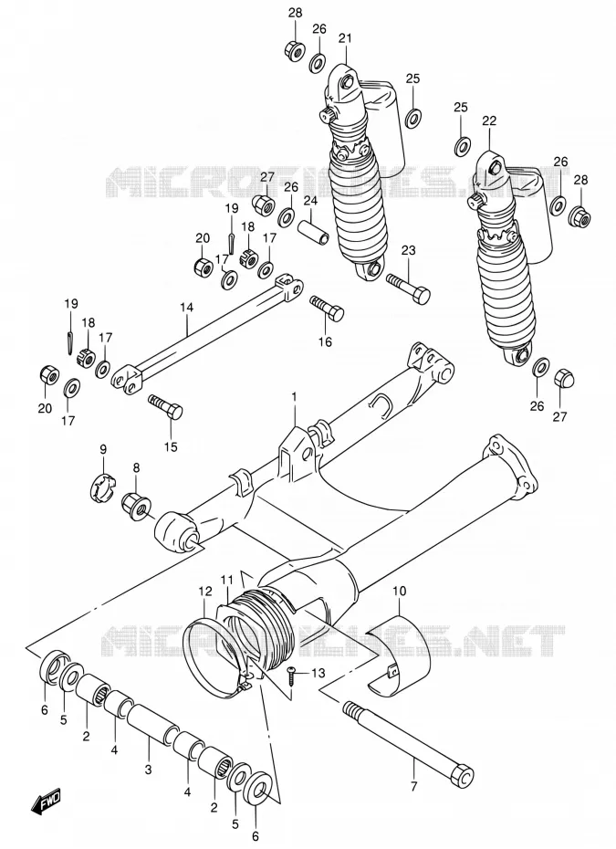 BRAS OSCILLANT ARRIERE (VOIR NOTE) Suzuki MOTO 800 VX 1996  VX800 T/VX800U T