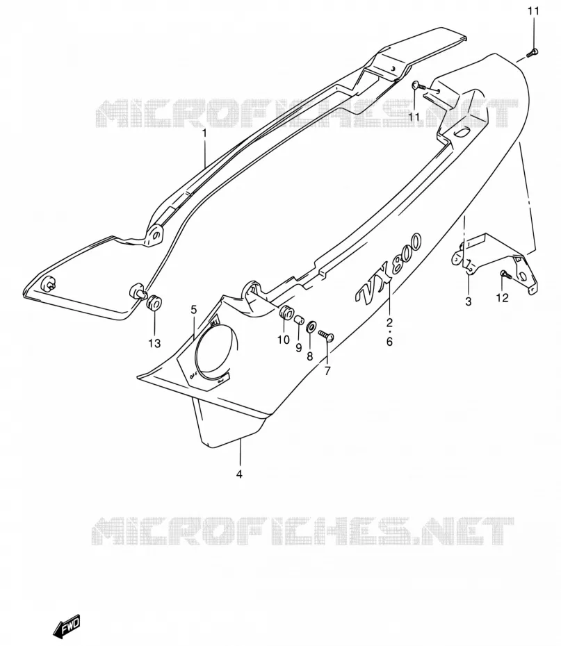 CARENAGES ARRIERE  (MODELE R/T) Suzuki MOTO 800 VX 1996  VX800 T/VX800U T