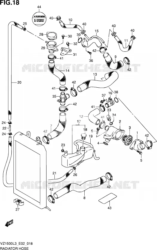 DURITE DE RADIATEUR Suzuki MOTO 1500 BOULEVARD 2013  VZ1500 L3 (E02)