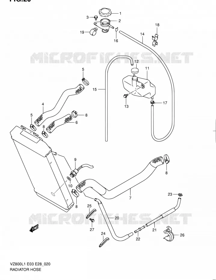 DURITE DE RADIATEUR Suzuki MOTO 800 BOULEVARD 2011  VZ800 L1 (E03,E28,E33)