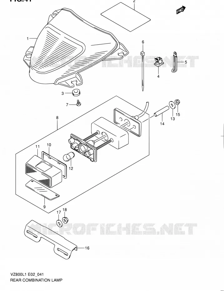 ENSEMBLE FEU ARRIERE Suzuki MOTO 800 BOULEVARD 2011  VZ800L1(E19)