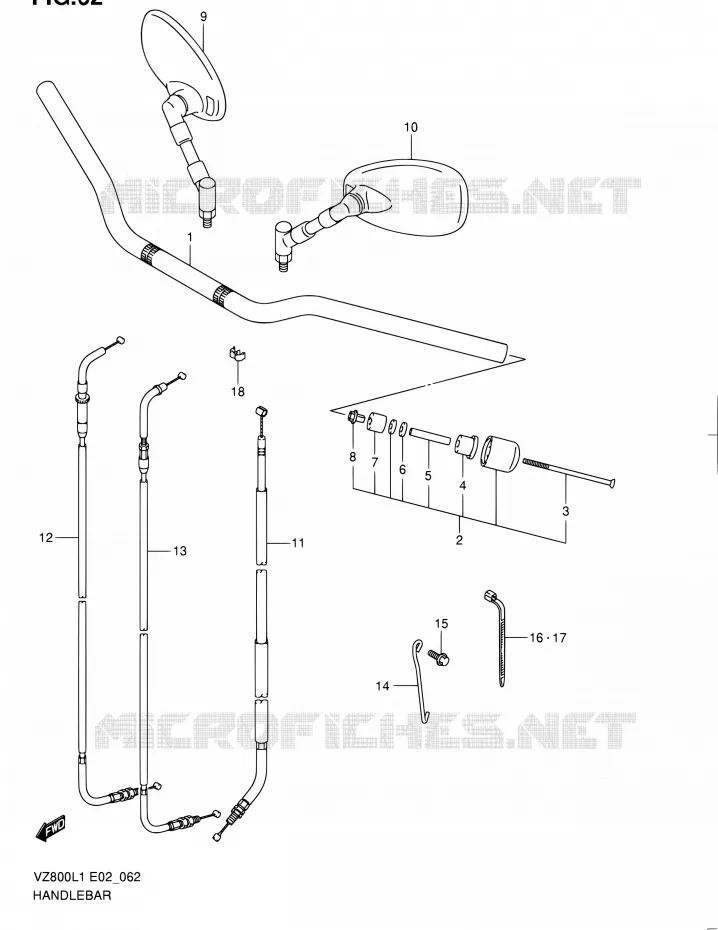 GUIDON (VZ800L1 E02) Suzuki MOTO 800 BOULEVARD 2011  VZ800L1(E19)