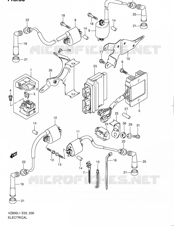 PARTIE ELECTRIQUE (VZ800L1 E24) Suzuki MOTO 800 BOULEVARD 2011  VZ800L1(E19)