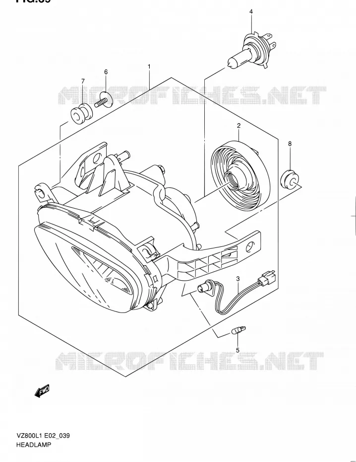 PHARE (VZ800UEL1 E19) Suzuki MOTO 800 INTRUDER 2012  VZ800L1(E19)