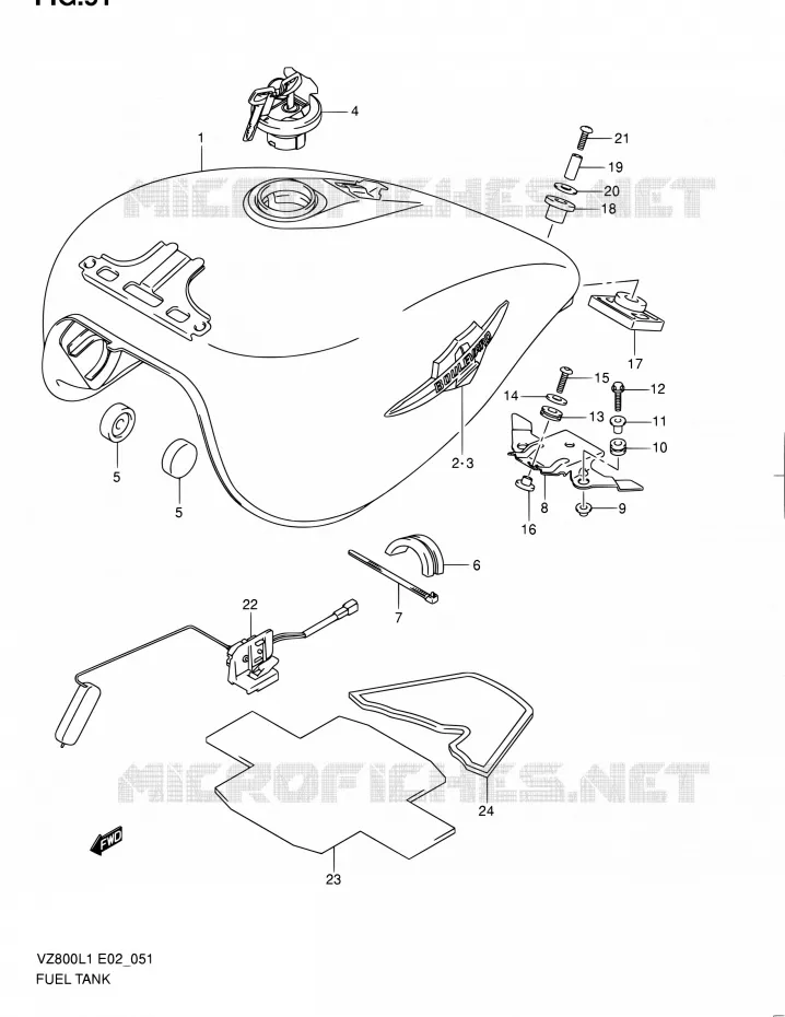 RESERVOIR D'ESSENCE (VZ800L1 E02) Suzuki MOTO 800 BOULEVARD 2011  VZ800L1(E02)