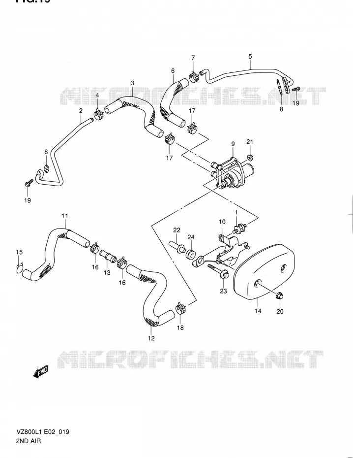 SYSTÈME DE RECYCLAGE GAZ D'ECHAPPEMENT Suzuki MOTO 800 INTRUDER 2012  VZ800L1(E19)