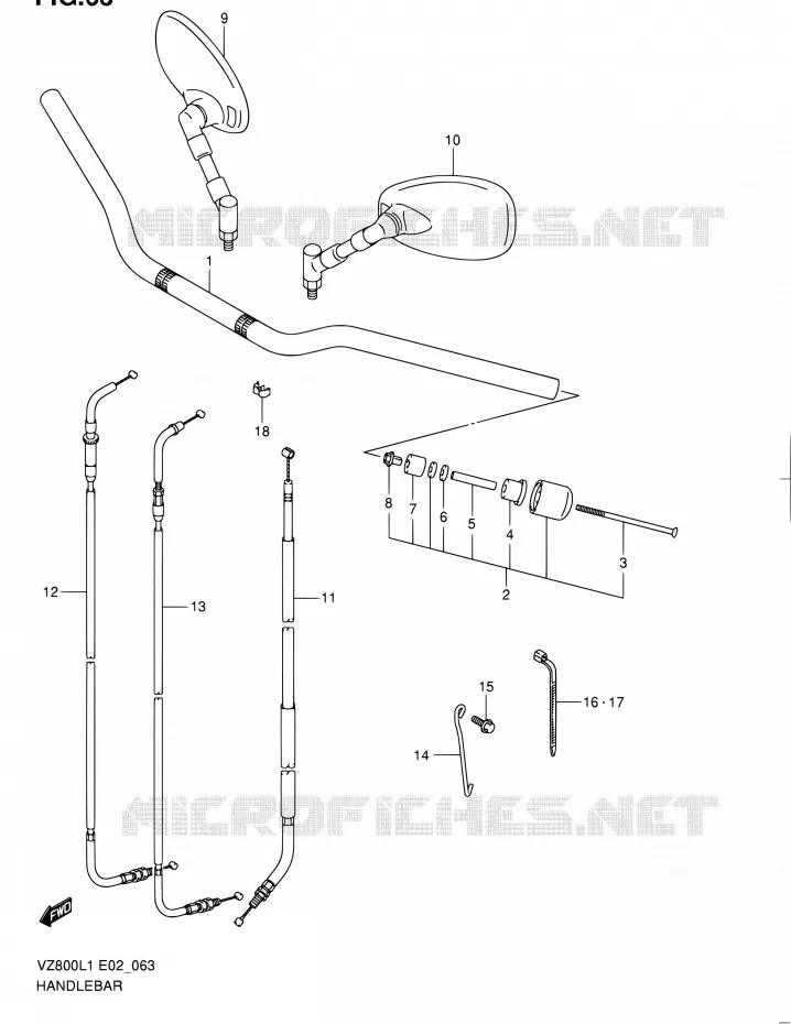 GUIDON (VZ800L1 E19) Suzuki MOTO 800 MARAUDER 2011  VZ800L1(E24)