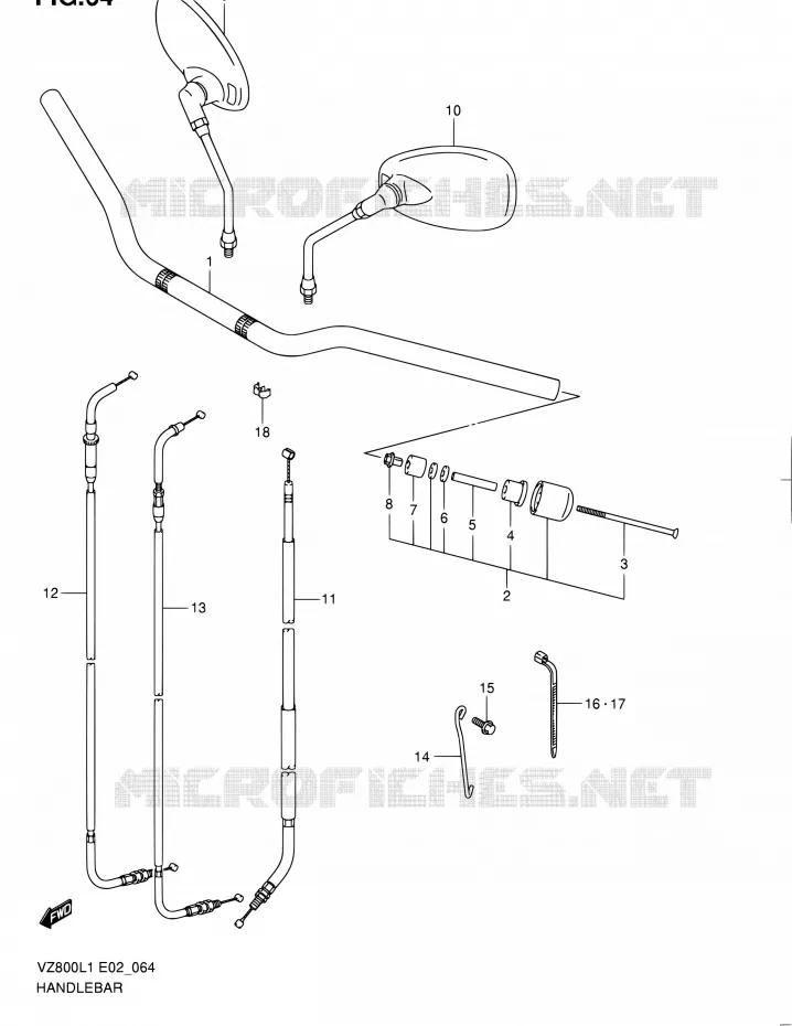 GUIDON (VZ800L1 E24) Suzuki MOTO 800 MARAUDER 2011  VZ800L1(E24)