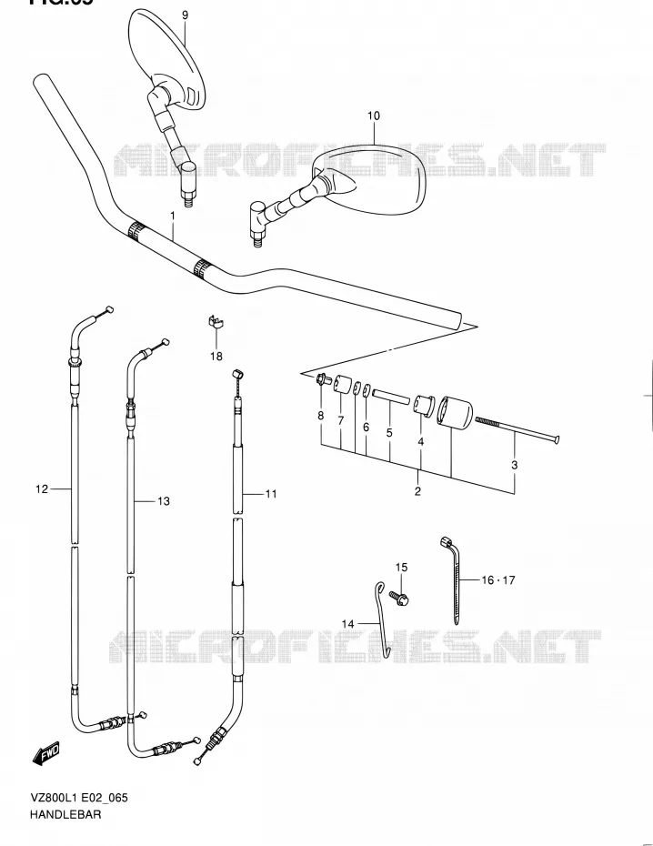 GUIDON (VZ800UEL1 E19) Suzuki MOTO 800 MARAUDER 2011  VZ800L1(E24)