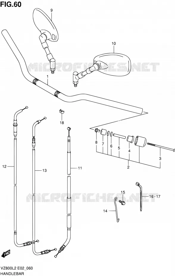 GUIDON (VZ800L2 E19) Suzuki MOTO 800 INTRUDER 2012  VZ800L2(E24)