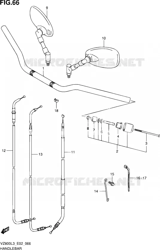 GUIDON (VZ800L3 E19) Suzuki MOTO 800 MARAUDER 2013  VZ800 L3 (E02)