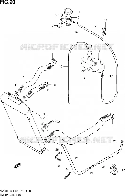 DURITE DE RADIATEUR Suzuki MOTO 800 MARAUDER 2013  VZ800 L3 (E03,E28,E33)