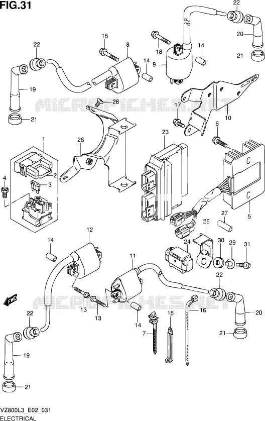 PARTIE ELECTRIQUE (VZ800L3 E02) Suzuki MOTO 800 INTRUDER 2014  VZ800 L3 (E19)