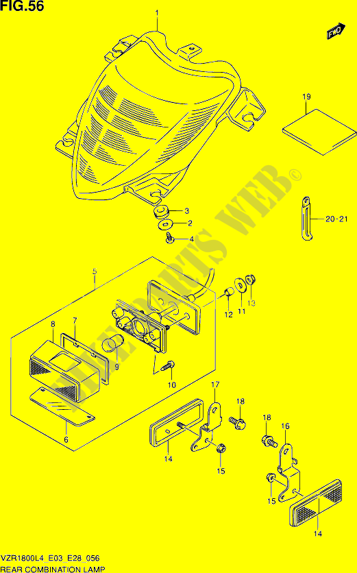 ENSEMBLE FEU ARRIERE (VZR1800L4 E33) pour Suzuki INTRUDER 1800 2014